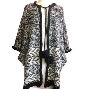 Aerie Cape/ Poncho/ Oversized Chunky Sweater with Pom Poms- One Size NEW tags